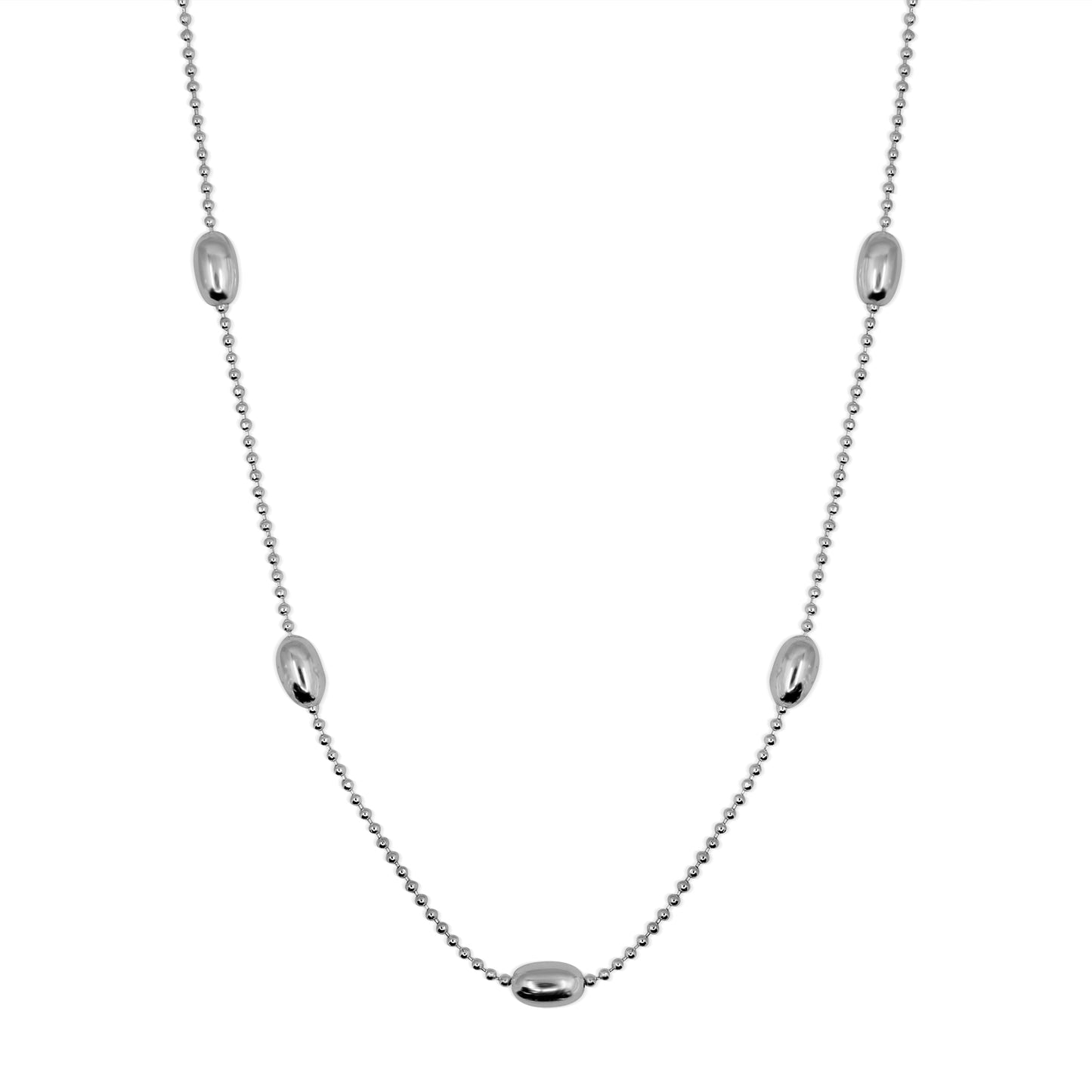 Sterling Silver Oval Bead Necklace