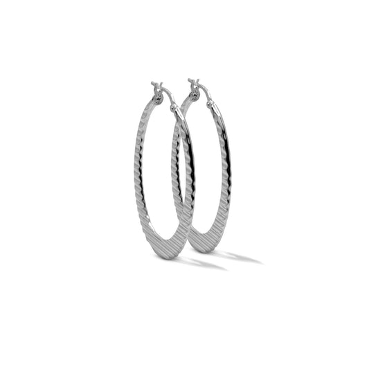 Sterling Silver Textured Thin Hoop