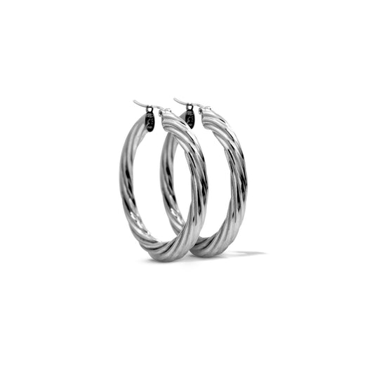 Sterling Silver Textured Thin Hoop