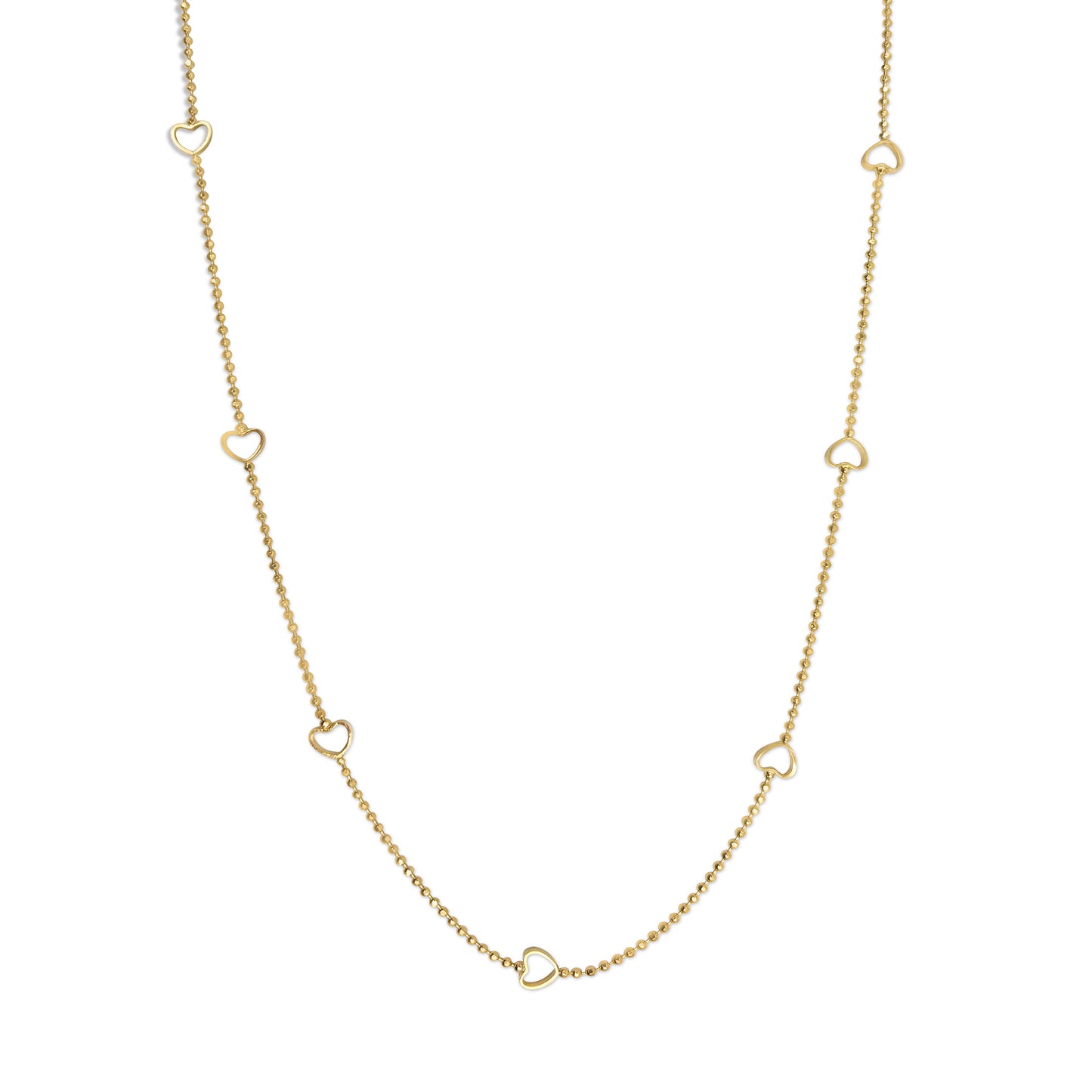 Yellow Gold Heart and Bead Chain