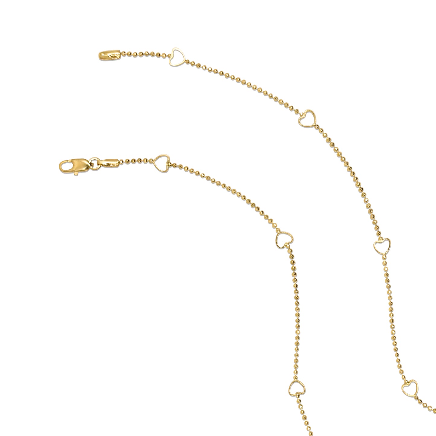 Yellow Gold Heart and Bead Chain