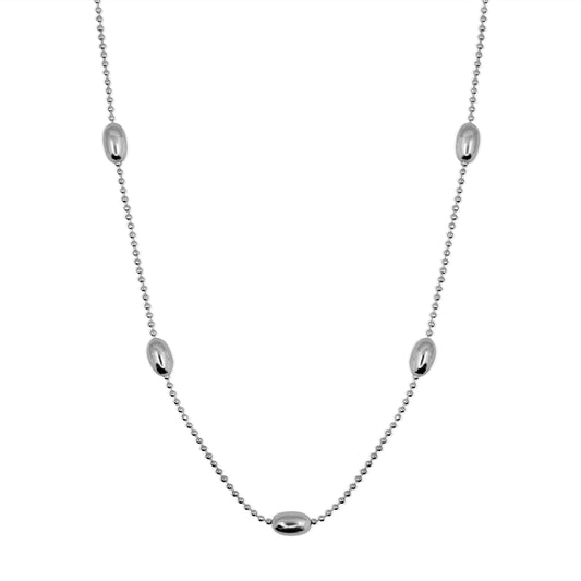 Sterling Silver Oval Bead Necklace