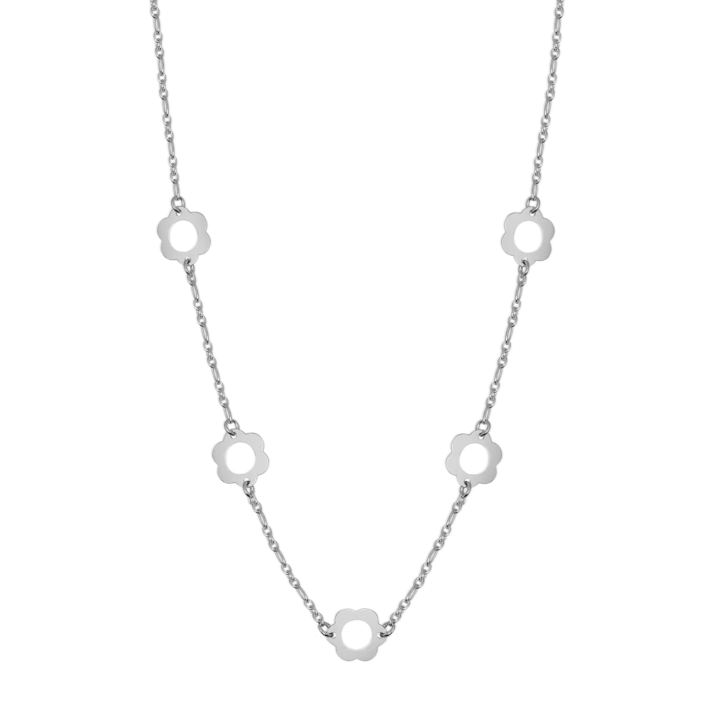 Sterling Silver Flower Link Chain