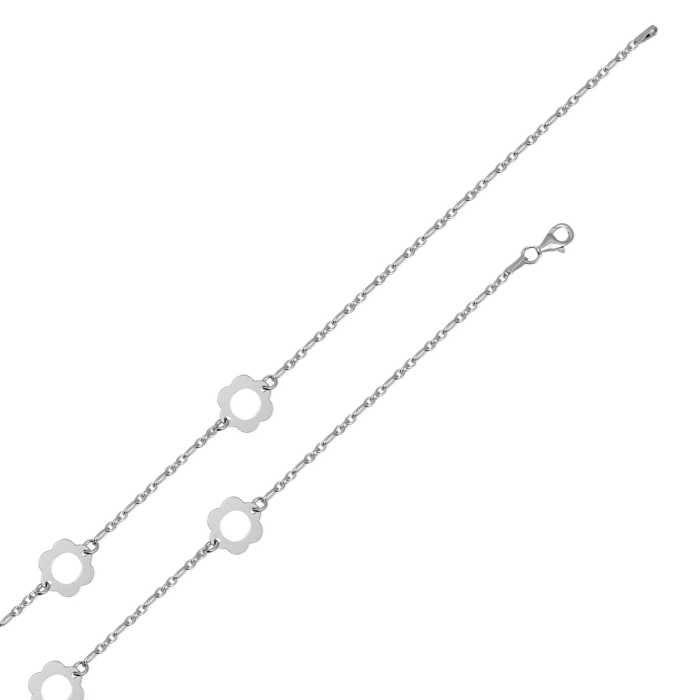 Sterling Silver Flower Link Chain